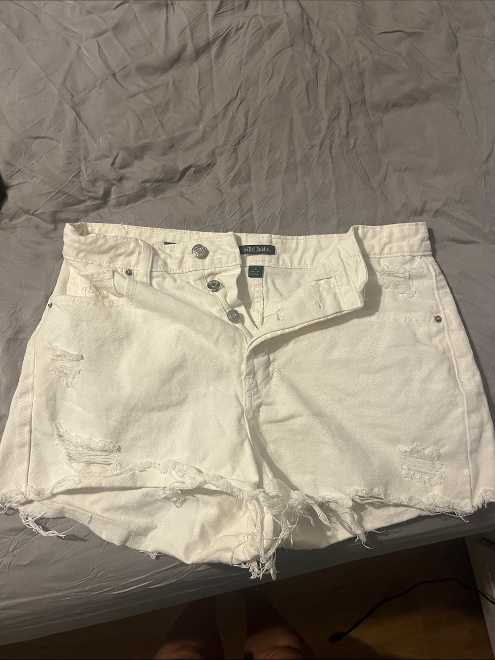 White Distressed Women's Denim Shorts
